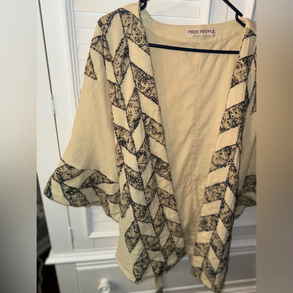 Free People Thimbleweed Wrap Kimono Jacket Boho Belted Medium - Picture 7 of 8